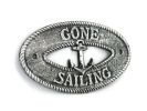 Antique Silver Cast Iron Gone Sailing with Anchor Sign 8""