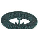 Seaworn Blue Cast Iron Mermaids Quarters with Anchor Sign 8""