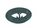 Seaworn Blue Cast Iron Mermaids Quarters with Anchor Sign 8""