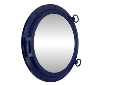 Navy Blue Decorative Ship Porthole Mirror 24""