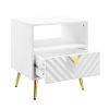 ACME Gaines End Table, White High Gloss Finish LV01140