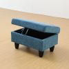 Blue Flannel Living Room Sofa Ottoman