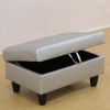 Silver White Semi PU Synthetic Leather Storage Ottoman