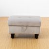 Grey White Corduroy Living Room Sofa Ottoman