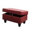 Red Faux Leather Living Room Sofa Ottoman