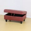 Red Faux Leather Storage Ottoman Living Room Sofa