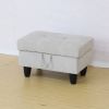 Grey White Flannel Living Room Sofa Ottoman