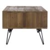 Betsy 42 Inch Reclaimed Wood Rectangle Farmhouse Coffee Table With Storage, Iron Legs, Natural Brown