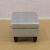 Silver White Semi PU Synthetic Leather Storage Ottoman