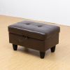 Brown Faux Leather Living Room Sofa Ottoman