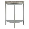 Grey Oak and Grey Half Moon Console Table with Bottom Shelf