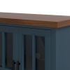 Bridgevine Home Nantucket 97 inch Fireplace TV Stand Console for TVs up to 100 inches, Minimal Assembly, Blue Denim and Whiskey Finish