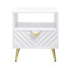 ACME Gaines End Table, White High Gloss Finish LV01140