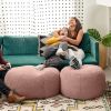 Jaxx Ellis Ottoman Shearling Faux-Lamb Plush Pouf for Modern Interior Design, Oval, Pink