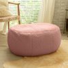 Jaxx Ellis Ottoman Shearling Faux-Lamb Plush Pouf for Modern Interior Design, Oval, Pink