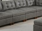 Living Room Furniture Tufted Armless Chair Antique Grey Breathable Leatherette 1pc Cushion Armless Chair Wooden Legs