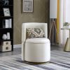 360° Swivel Accent Chair with Storage Function, Velvet Curved Chair with Gold Metal Base for Living Room, Nursery, Bedroom [Video]