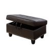 Brown Semi PU Synthetic Leather Storage Ottoman