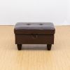 Brown Faux Leather Living Room Sofa Ottoman