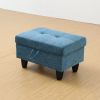 Blue Flannel Living Room Sofa Ottoman