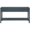 TREXM Rustic Entryway Console Table, 60" Long Sofa Table with two Different Size Drawers and Bottom Shelf for Storage (Navy)