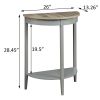 Grey Oak and Grey Half Moon Console Table with Bottom Shelf