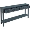 TREXM Rustic Entryway Console Table, 60" Long Sofa Table with two Different Size Drawers and Bottom Shelf for Storage (Navy)