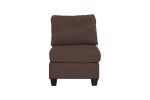 Living Room Furniture Armless Chair Black Coffee Linen Like Fabric 1pc Cushion Armless Chair Wooden Legs