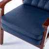 Mid Century Single Armchair Sofa Accent Chair Retro Modern Solid Wood Armrest Accent Chair, Fabric Upholstered Wooden Lounge Chair Navy