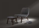 Whitney Modern Grey & Walnut Accent Chair & Ottoman