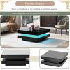 ON-TREND High Gloss Minimalist Design with LED Lights, 2-Tier Square Coffee Table, Center Table for Living Room, 31.5''x31.5''x14.2'',Black