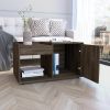 Lyon Coffee Table; Single Door Cabinet; One Open Shelf -Dark Walnut