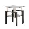 1-Piece Modern Tempered Glass Tea Table Coffee Table End Table, Square Table for Living Room, Black