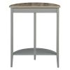 Grey Oak and Grey Half Moon Console Table with Bottom Shelf