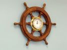 Deluxe Class Wood And Brass Ship Wheel Clock 18""