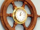 Deluxe Class Wood And Brass Ship Wheel Clock 18""