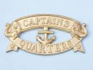 Solid Brass Captain's Quarters Sign 9""