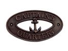 Antique Copper Captain's Quarters Sign 9""