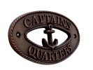 Antique Copper Captain's Quarters Sign 9""