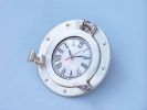 Brushed Nickel Deluxe Class Decorative Ship Porthole Clock 8""