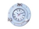 Brushed Nickel Deluxe Class Decorative Ship Porthole Clock 8""