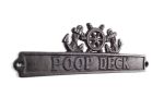 Cast Iron Poop Deck Sign with Ship Wheel and Anchors 9""