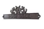 Cast Iron Poop Deck Sign with Ship Wheel and Anchors 9""