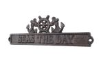 Cast Iron Seas the Day Sign with Ship Wheel and Anchors 9""