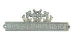 Antique Bronze Cast Iron Crews Quarters Sign with Ship Wheel and Anchors 9""