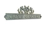 Antique Bronze Cast Iron Crews Quarters Sign with Ship Wheel and Anchors 9""