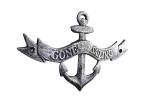 Antique Silver Cast Iron Gone Sailing Anchor Sign 8""