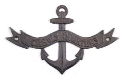 Cast Iron Crews Quarters Anchor Sign 8""