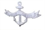 Whitewashed Cast Iron Gone Sailing Anchor Sign 8""