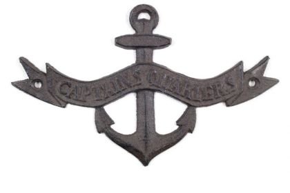 Cast Iron Anchor Captains Quarters Sign 8""